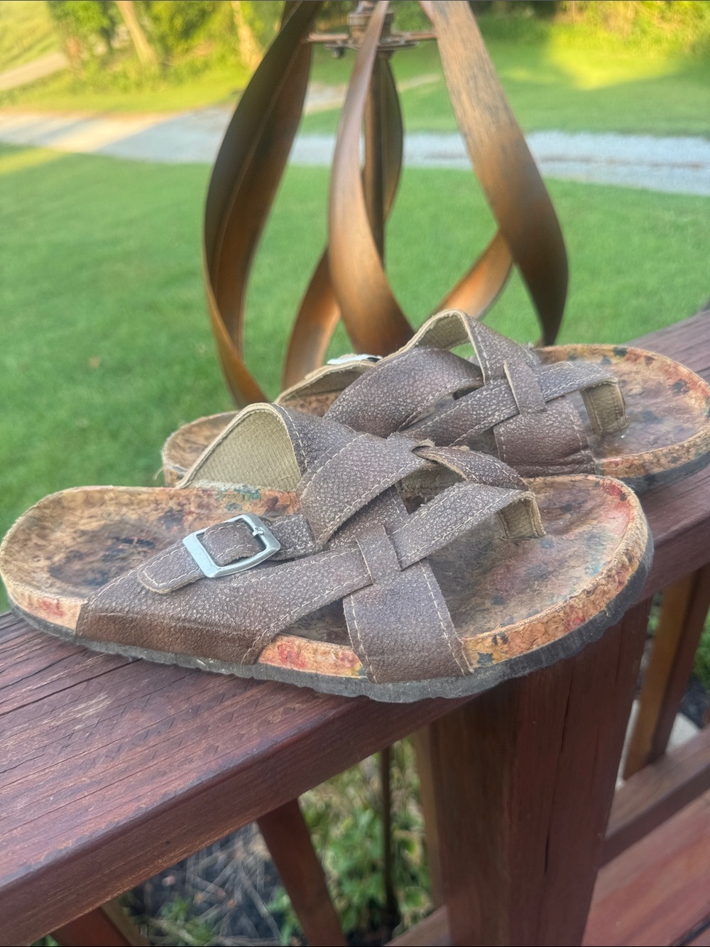 SO Brown Braided Slide Sandals with Silver Buckle